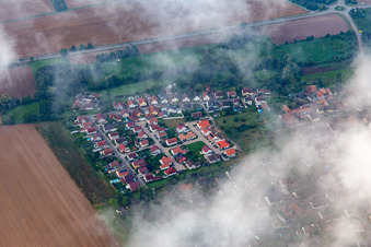 Village from the northeast under clouds in Barbelroth in the state Rhineland-Palatinate, Germany