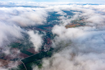 Village from the northeast under clouds in Oberhausen in the state Rhineland-Palatinate, Germany