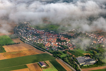Village from the southeast under clouds in the district Kapellen in Kapellen-Drusweiler in the state Rhineland-Palatinate, Germany