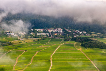 Dense clouds over the Palatinate Hospital for Psychiatry and Neurology in Klingenmünster in the state Rhineland-Palatinate, Germany