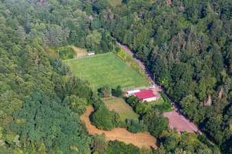 Abandoned sports field ASV Eschbach in the morning in Eschbach in the state Rhineland-Palatinate, Germany