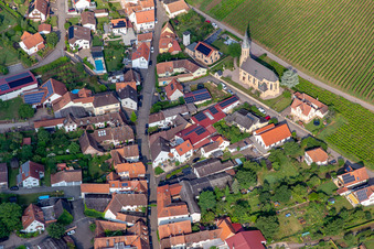 Catholic Church of St. Bartholomew below the vineyards on the Daschberg in Birkweiler in the state Rhineland-Palatinate, Germany
