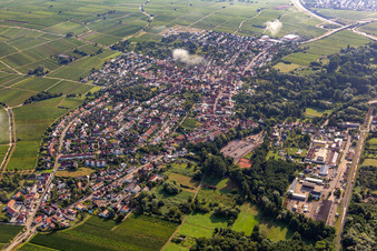 Village from the east under clouds in the district Godramstein in Landau in der Pfalz in the state Rhineland-Palatinate, Germany