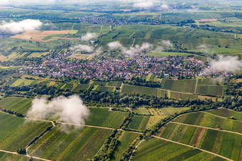 Village from the north under clouds in the district Arzheim in Landau in der Pfalz in the state Rhineland-Palatinate, Germany