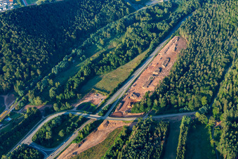 Construction site for truck parking on the B10 from Pirmasens to Annweiler in Wilgartswiesen in the state Rhineland-Palatinate, Germany