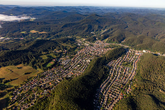 Aerial photograpy of From the northwest in Dahn in the state Rhineland-Palatinate, Germany