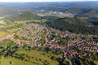 Aerial view of From the southeast in Busenberg in the state Rhineland-Palatinate, Germany