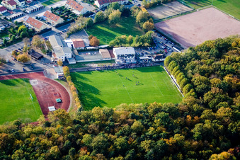 Aerial view of Forest sports field in Ketsch in the state Baden-Wuerttemberg, Germany