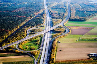 Motorway exit of the A6 to the B36 AS Schwetzingen / Hockenheim in Schwetzingen in the state Baden-Wuerttemberg, Germany