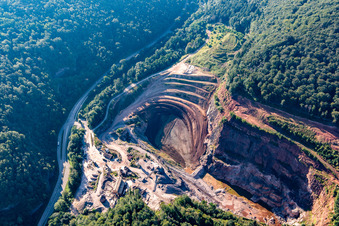 Aerial photograpy of PfalzGranit quarry in the Kaiserbach Valley in Waldhambach in the state Rhineland-Palatinate, Germany