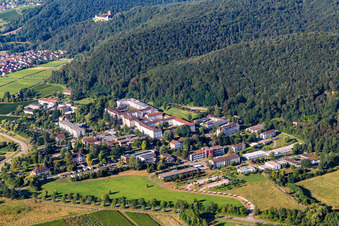 Aerial view of Palatinate Hospital for Psychiatry and Neurology Department of General Psychiatry "Landeck" from the north in Klingenmünster in the state Rhineland-Palatinate, Germany