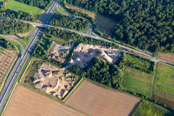 Aerial view of Jeanine Rieger GmbH - Recycling plant Rohrbach (construction waste - recycling, building materials, public vehicle scales) in Rohrbach in the state Rhineland-Palatinate, Germany