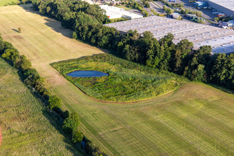 Aerial photograpy of Biotope between Flutgraben and Erlenbach in Steinweiler in the state Rhineland-Palatinate, Germany