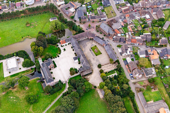 Aerial view of Castle Rurich in the district Rurich in Hückelhoven in the state North Rhine-Westphalia, Germany