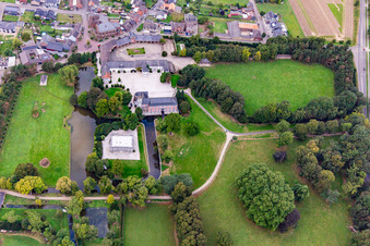 Aerial photograpy of Castle Rurich in the district Rurich in Hückelhoven in the state North Rhine-Westphalia, Germany