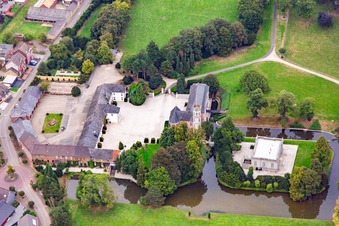 Castle Rurich in the district Rurich in Hückelhoven in the state North Rhine-Westphalia, Germany out of the air