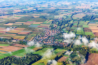 Village with clouds from the east in Winden in the state Rhineland-Palatinate, Germany