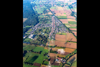 Aerial view of From the east in the district Schaidt in Wörth am Rhein in the state Rhineland-Palatinate, Germany