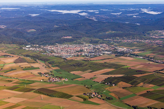 Aerial view of From the southeast in Bad Bergzabern in the state Rhineland-Palatinate, Germany