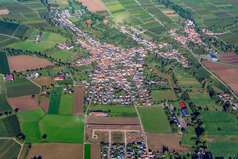 Town from the east in the district Ingenheim in Billigheim-Ingenheim in the state Rhineland-Palatinate, Germany