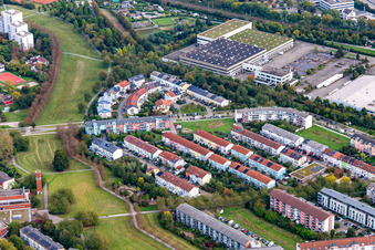 Eva-Maria-Buch Street in the district Oberreut in Karlsruhe in the state Baden-Wuerttemberg, Germany