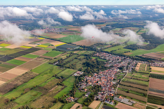Village under autumn clouds in Winden in the state Rhineland-Palatinate, Germany