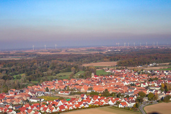 View of the town from the southwest in Steinweiler in the state Rhineland-Palatinate, Germany