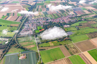 Oblique view of Village under autumn clouds in Winden in the state Rhineland-Palatinate, Germany
