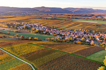 Aerial photograpy of Town from the southeast in Niederhorbach in the state Rhineland-Palatinate, Germany