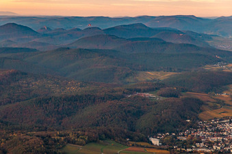 Paraglider over the Haardt edge in Bad Bergzabern in the state Rhineland-Palatinate, Germany