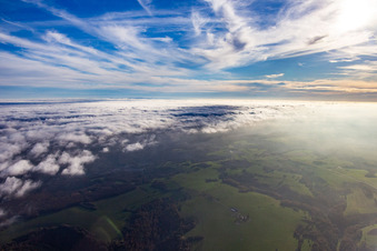 Aerial view of Clouds over the Northern Vosges in Roppeviller in the state Moselle, France