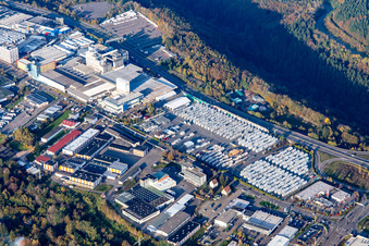 Industrial area West Zweibrücker Straße with Kömmerling Chemical Factory GmbH in the district Fehrbach in Pirmasens in the state Rhineland-Palatinate, Germany