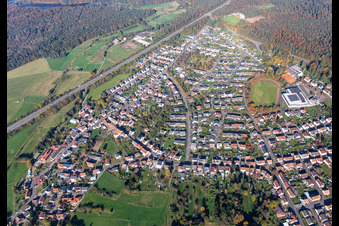 Village on the A6 from the south in the district Erbach in Homburg in the state Saarland, Germany