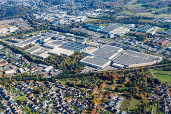Aerial view of Michelin Reifenwerke AG & Co. KGaA - Plant Homburg from the west in the district Erbach in Homburg in the state Saarland, Germany