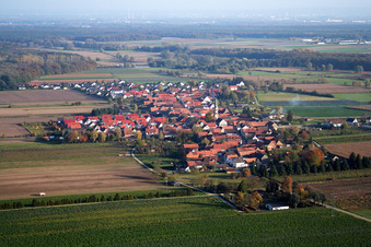 Aerial view of From the west in Erlenbach bei Kandel in the state Rhineland-Palatinate, Germany