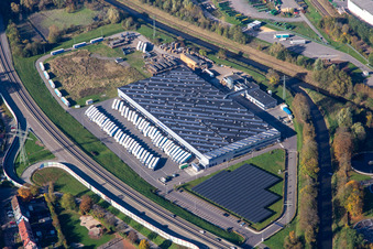 Aerial view of Paletten Gölz GmbH in the district Ernstweiler in Zweibrücken in the state Rhineland-Palatinate, Germany