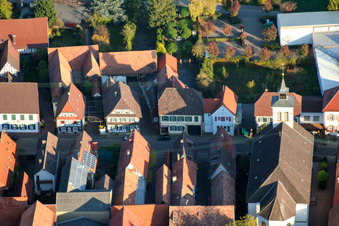 Oblique view of Main Street in the district Hayna in Herxheim bei Landau in the state Rhineland-Palatinate, Germany