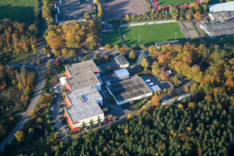 Aerial view of Herxheim, Gilb Furniture Store in Herxheim bei Landau in the state Rhineland-Palatinate, Germany