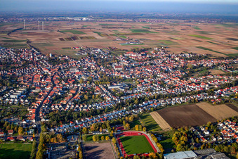 Aerial view of Kettelerstr in Herxheim bei Landau in the state Rhineland-Palatinate, Germany