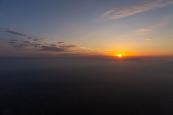 Sunset over the Northern Vosges and the Palatinate Forest in Wissembourg in the state Bas-Rhin, France