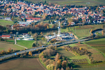 Geothermal drilling in Insheim in the state Rhineland-Palatinate, Germany