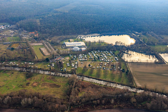 Beach and camping at the Moby Dick leisure center in Rülzheim in the state Rhineland-Palatinate, Germany out of the air