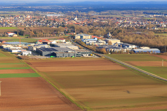 Industrial Park West II from the west in Herxheim bei Landau in the state Rhineland-Palatinate, Germany