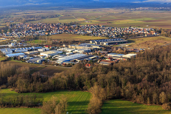 Horst industrial estate from the northwest in the district Minderslachen in Kandel in the state Rhineland-Palatinate, Germany