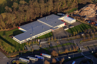 Oblique view of Thermo Fisher on Erlenbachweg in the district Minderslachen in Kandel in the state Rhineland-Palatinate, Germany
