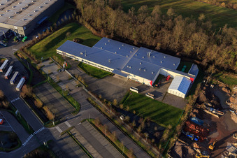 Bird's eye view of Thermo Fisher on Erlenbachweg in the district Minderslachen in Kandel in the state Rhineland-Palatinate, Germany