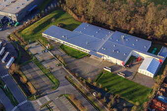 Thermo Fisher on Erlenbachweg in the district Minderslachen in Kandel in the state Rhineland-Palatinate, Germany viewn from the air