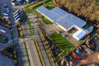 Drone recording of Thermo Fisher on Erlenbachweg in the district Minderslachen in Kandel in the state Rhineland-Palatinate, Germany