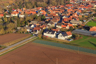 Village entrance, main street from the west in Winden in the state Rhineland-Palatinate, Germany