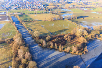 Frozen anti-tank ditch on the edge of the Bienwald in Steinfeld in the state Rhineland-Palatinate, Germany